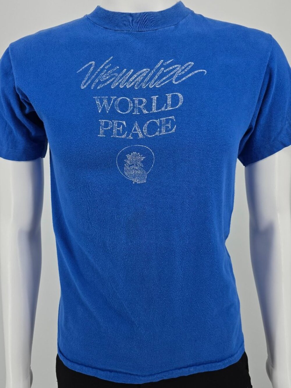 Vintage 1980 Buddhist Peace Fellowship Visualize World Peace T-Shirt (S/M)